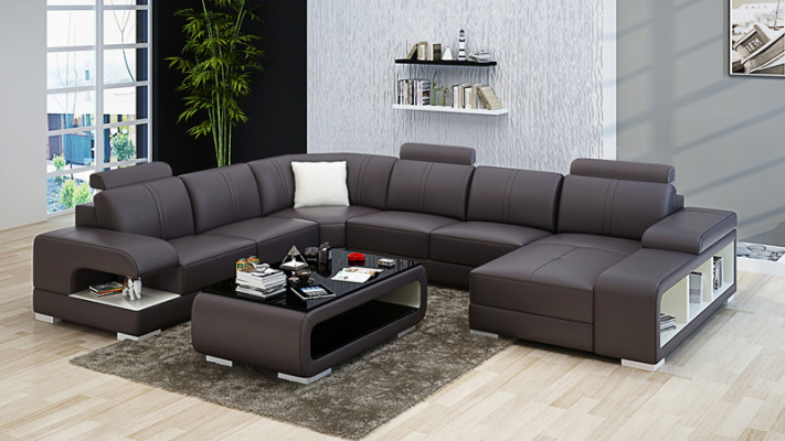Leather sofa Couch Living landscape Suite Design Modern Corner Sofa U-shape new G8028