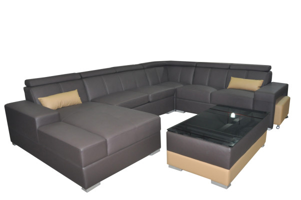 Corner Leather Modern XXL Couch Living landscape Leather Sofa Sofa U-shape C4010 Table new