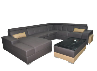 Corner Leather Modern XXL Couch Living landscape Leather Sofa Sofa U-shape C4010 Table new