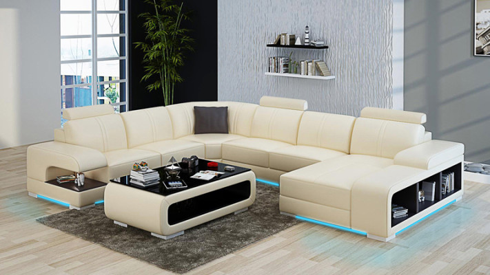 Leather sofa Modern Couch Living landscape Corner Corner sofa Decor Design Suite
