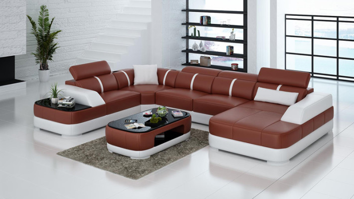 Leather Sofa Upholstery Seat Corner Sofa Suite Living landscape Living room Couch G8026