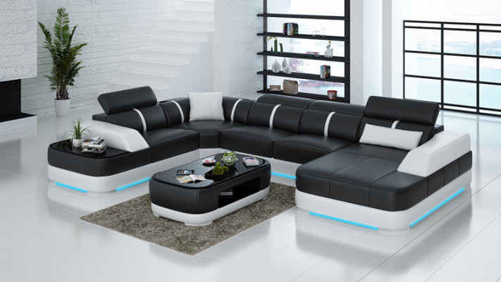Leather Sofa Upholstery Seat Corner Sofa Suite Living landscape Living room Couch G8026