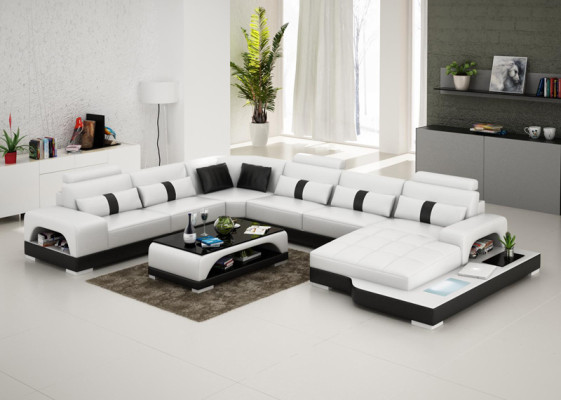 Leather sofa Couch Living landscape Corner Corner sofa Sofa Modern Design Suite
