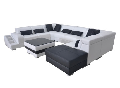Leather Corner Sofa Corner Living landscape Suite Design Modern Couch U-shape G8008 Sofas
