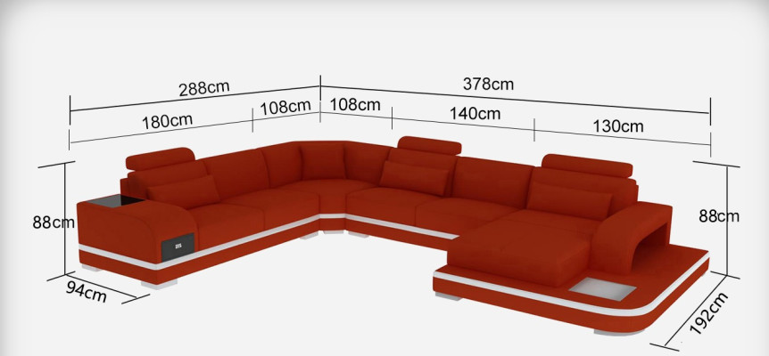 Corner Sofa with USB Upholstery Couch Seat Gray Leather Suite Modern Living landscape