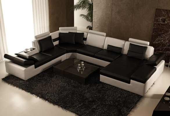 Modern seating area Corner sofa Sofa Upholstery Couch Living landscape Leather Sofa
