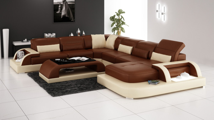 Sofa Corner sofa Design Living landscape Black Upholstery Seat Suite Leather sofa USB
