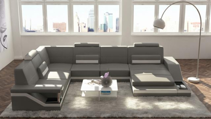 Designer U-shape Couch Corner sofa Upholstery Suite Corner suite Sofa Living landscape