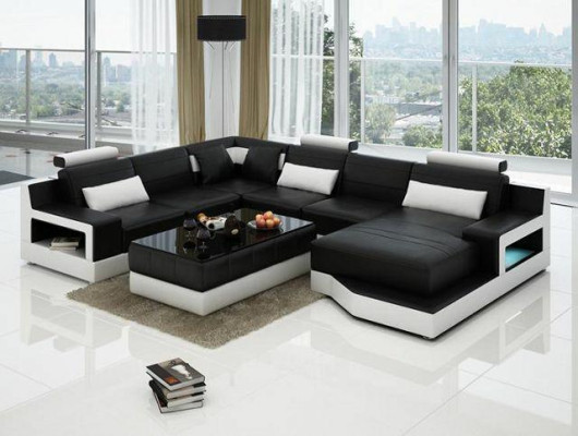 Leather sofa Corner sofa + USB Suite Living landscape Upholstery U-shape Couch Sofa Design