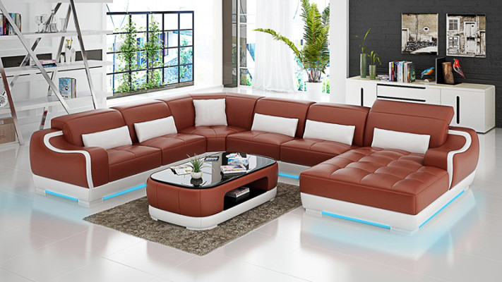 Leather Sofa Upholstery Seat Corner Sofa Suite Living landscape Living room Couch G8025
