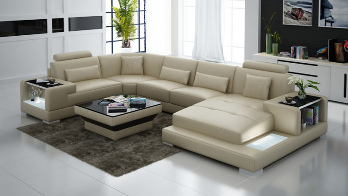 Leather sofa Couch Living landscape Corner sofa Corner Suite Design Modern Sofa G8023