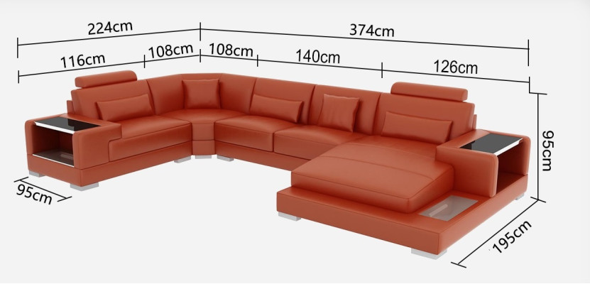 Leather sofa Couch Living landscape Corner sofa Corner Suite Design Modern Sofa G8023