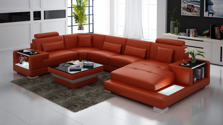 Leather sofa Living landscape Suite Design Modern Corner Sofa U-shape G8023