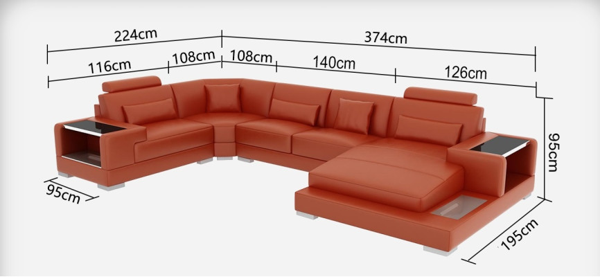 Leather sofa Living landscape Suite Design Modern Corner Sofa U-shape G8023