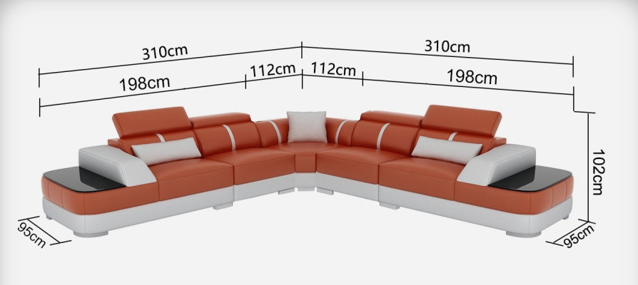 Corner Sofa Leather Upholstery Corner Seat Suite Couches L-shape + Table Living landscape