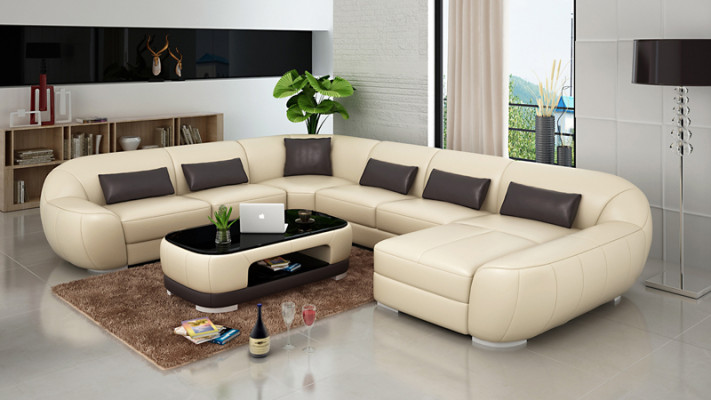 Design Leather Corner Sofa Modern Suite Couch Corner new Living landscape Gray USB