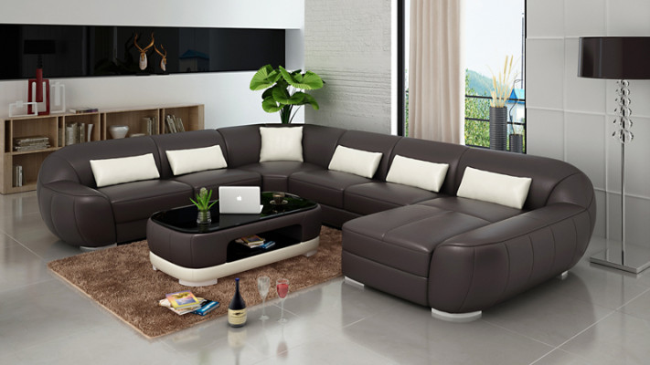 Design Leather Corner Sofa Modern Suite Couch Corner new Living landscape Gray USB