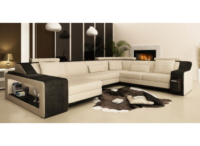 Modern Living landscape Upholstery Corner sofa Sofa Couch Corner Suite Textile Sofas +USB