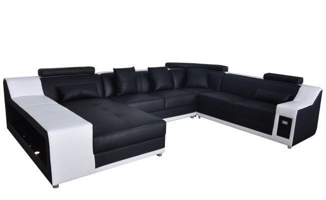 U Shaped Living room Corner sofa Seating Set Corner sofa Leather Sofa Upholstery Couch +USB