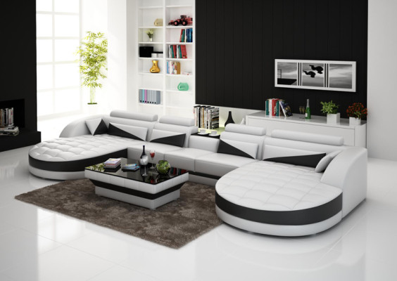 Leather sofa Couch Living landscape Corner sofa Corner Suite Design Modern Sofa G8018D