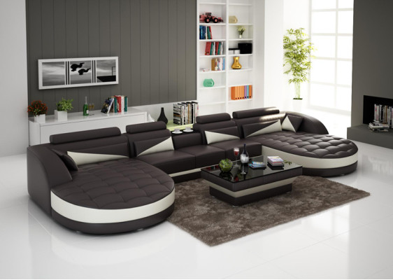 Leather sofa Couch Living landscape Corner sofa Corner Suite Design Modern Sofa G8018D