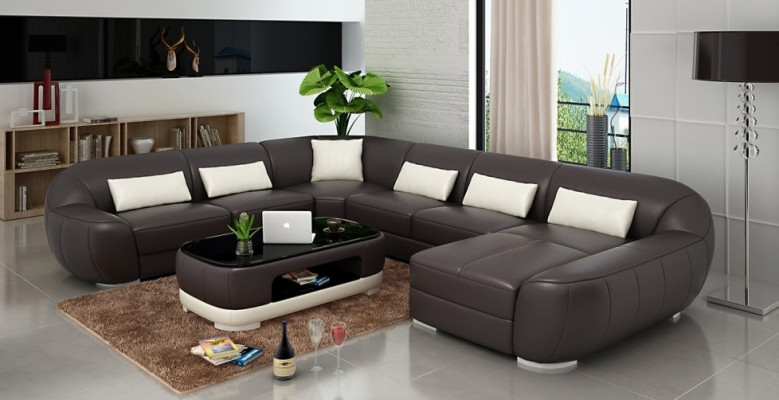 Modern leather sofa Corner sofa Living landscape Seat Upholstery Couch Suite Fellen