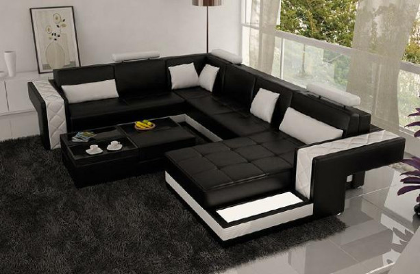 Corner sofa Leather sofa Big XXL U-shape Living landscape Sofa Couch Suite new