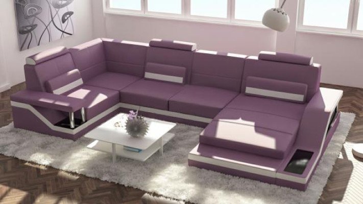 Living landscape Sofa with USB Upholstery Corner sofa Suite Textile Fabric Leather Sofas