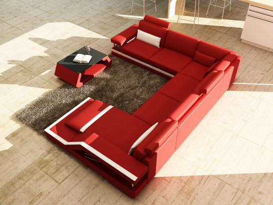 Living landscape Big Modern Leather Sofa Couch Patented Designer Sofa HAMBURG XXL