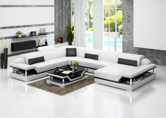 Leather sofa Couch Living landscape Corner sofa Corner Suite Design Modern Sofa G8004
