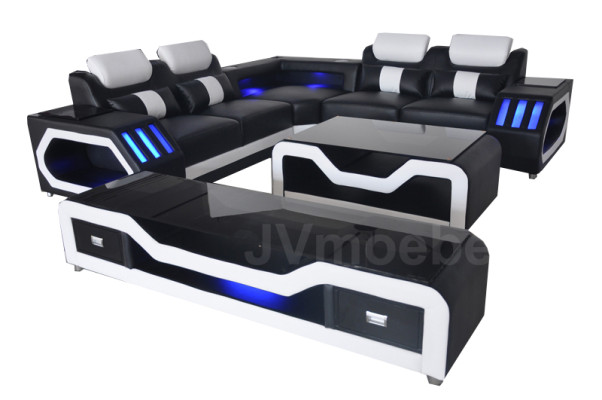 Leather sofa Couch Living landscape Corner Suite Design Modern Sofa L-shape G8046