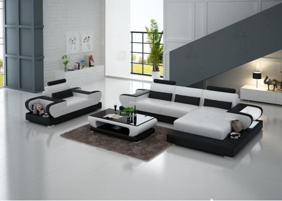 Design XXL Big Sofa Corner sofa Leather sofa Couch Upholstery Corner Living landscape G8003E