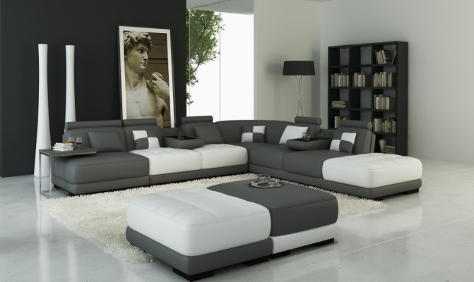 Leather sofa Couch Living landscape Corner sofa Corner Suite Design Modern Sofa new A1147