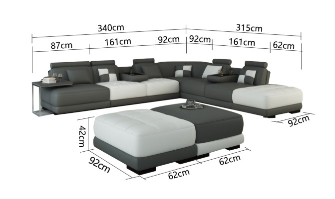 Leather sofa Couch Living landscape Corner sofa Corner Suite Design Modern Sofa new A1147