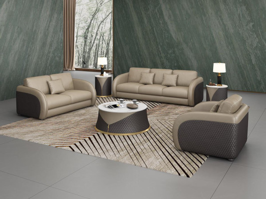 Suite Leather Designer Sofa Couch Upholstery 6pcs. Set Sets Coffee table