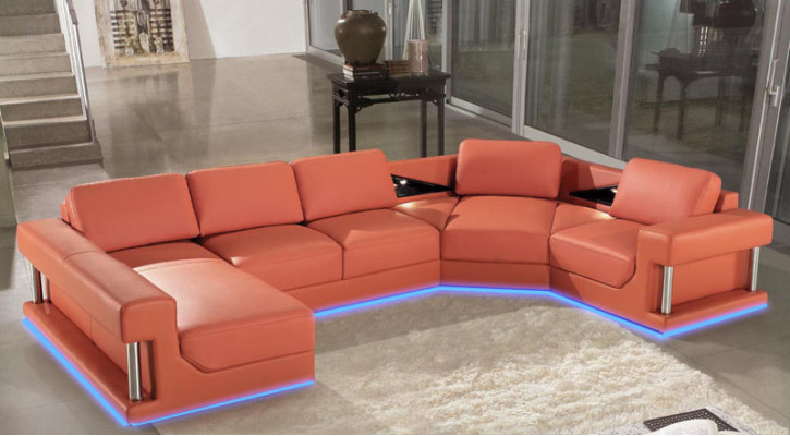 Leather sofa Couch Living landscape Corner sofa Corner Suite Design Modern Sofa A1131