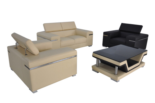 Leather Modern XXL Couch Living landscape Leather Sofa Sofa Suite 2+1+1 + Table new