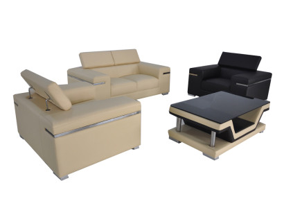 Leather Modern XXL Couch Living landscape Leather Sofa Sofa Suite 2+1+1 + Table new