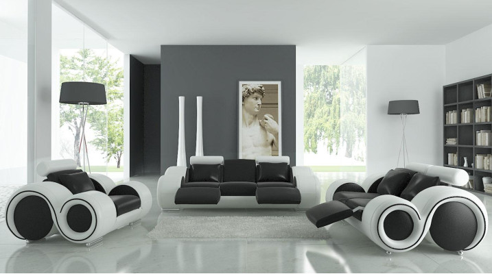 Leather sofa with USB Living landscape 3+2+1 Seater Suite Design Modern Sofa A1163D
