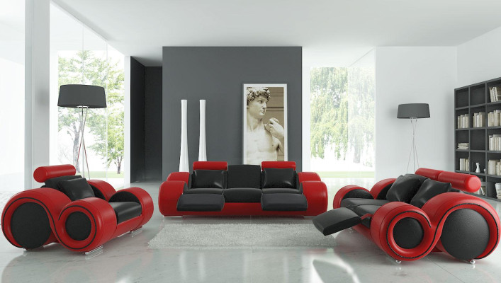 Leather sofa with USB Living landscape 3+2+1 Seater Suite Design Modern Sofa A1163D