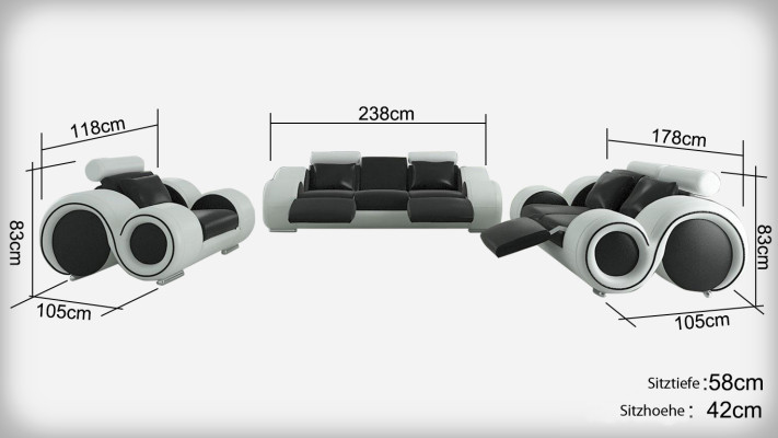 Leather sofa with USB Living landscape 3+2+1 Seater Suite Design Modern Sofa A1163D