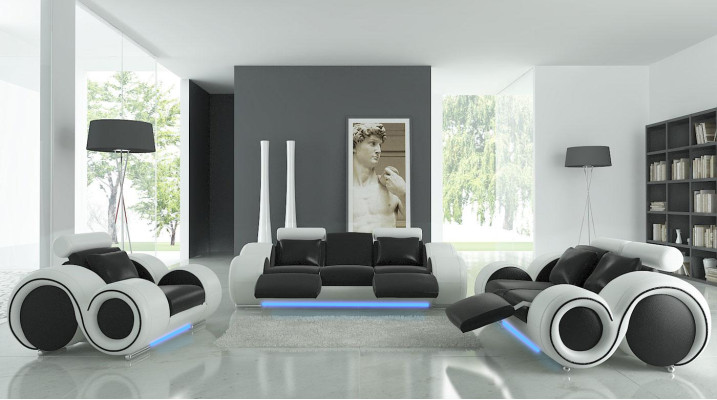 Leather sofa with USB Living landscape 3+2+1 Seater Suite Design Modern Sofa A1163D