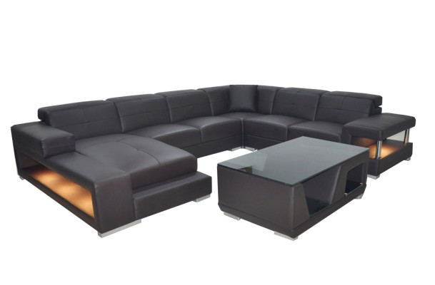 Leather sofa Corner Living landscape Suite Design Modern Corner sofa Sofa U-shape G8017