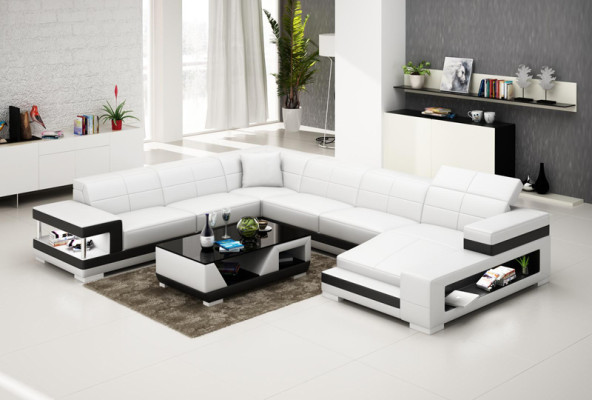 Leather sofa Couch Living landscape Corner sofa Corner Suite Design Modern Sofa G8017
