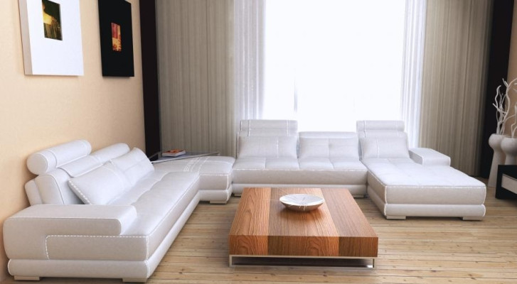 Corner sofa Sofa Couch Living landscape Leather sofa XXL Designer Sofas Wolfhagen White