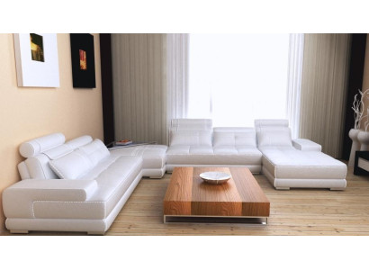 Corner sofa Sofa Couch Living landscape Leather sofa XXL Designer Sofas Wolfhagen White