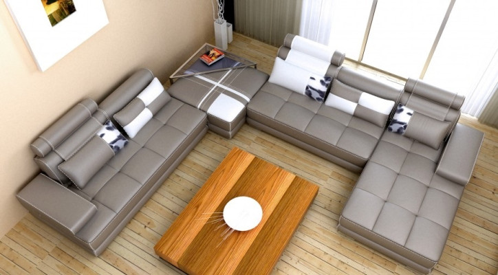 Corner sofa Sofa Couch Living landscape Leather sofa XXL Designer Sofas Wolfhagen White