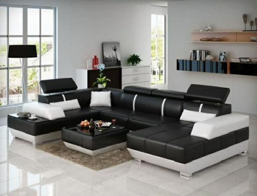Leather sofa + USB,Living landscape Sofa Corner sofa Corner sofa Leather couch Poster Corner new