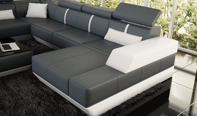 Leather sofa + USB,Living landscape Sofa Corner sofa Corner sofa Leather couch Poster Corner new