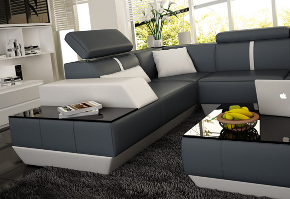 Leather sofa + USB,Living landscape Sofa Corner sofa Corner sofa Leather couch Poster Corner new